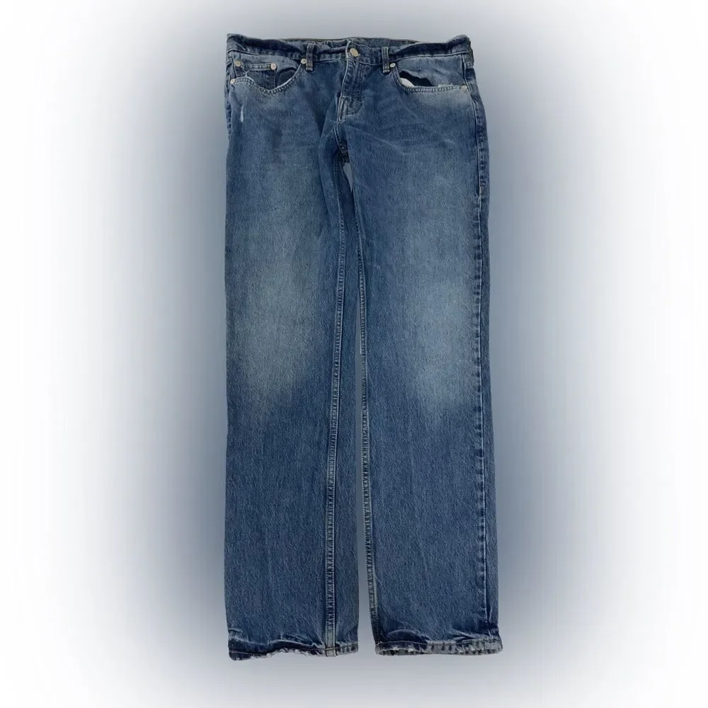 True Religion Jeans Men’s 38 Blue Rocco Relaxed Skinny Distressed Denim